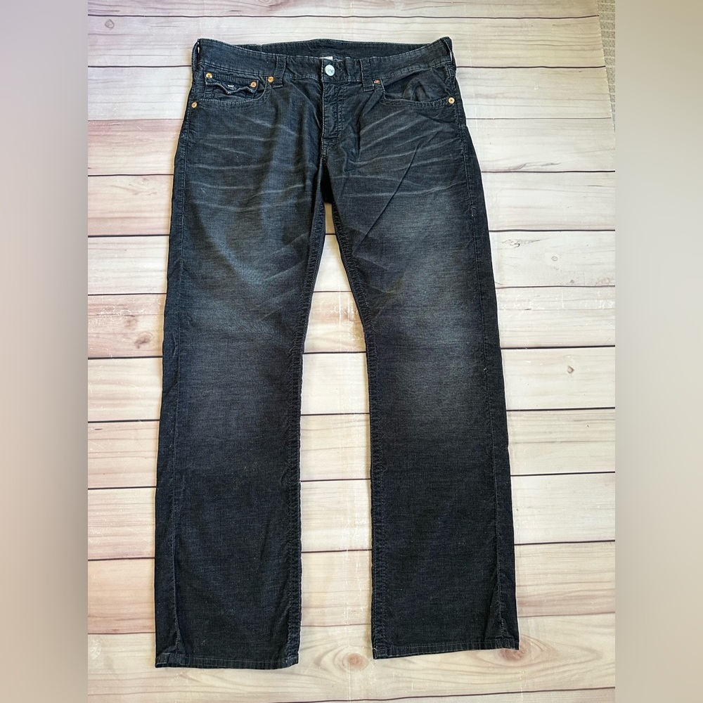 True Religion Jeans Vintage Ricky Corduroy Mens Distressed Pocket Straight 38x33